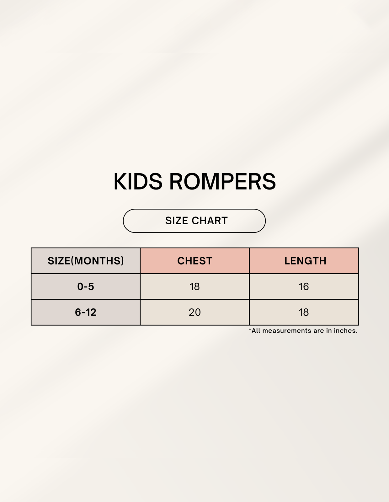 Size Chart – ToonVerze Baby Romper Sizes 0-5 Months and 6-12 Months