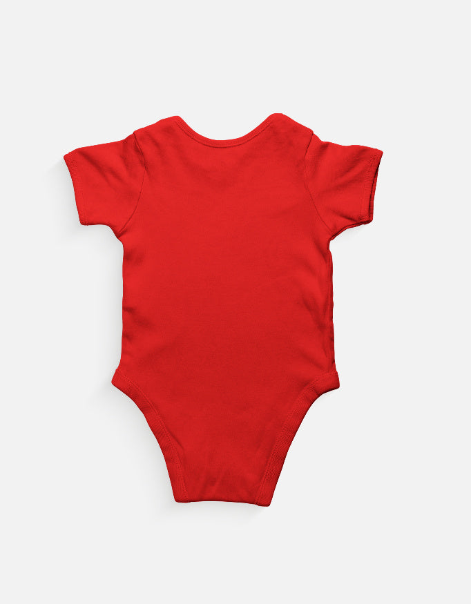 Cute Baby Elephant Cartoon Romper Red Back View – ToonVerze Baby Bodysuit