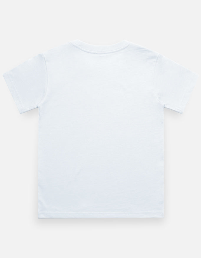 Rockstar Skateboard Dino Cartoon T-Shirt White Back View – ToonVerze Kids Cotton Tee