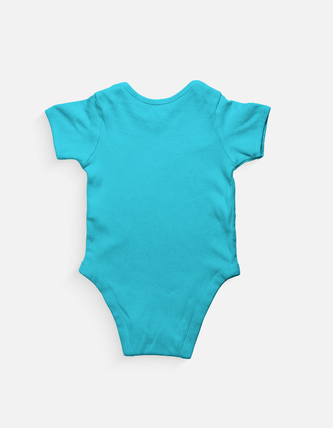 Cute Baby Elephant Cartoon Romper Sky Blue Back View – ToonVerze Newborn Onesie