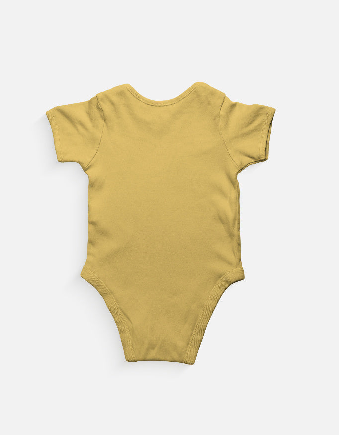 Cute Baby Elephant Cartoon Romper Yellow Back View – ToonVerze Baby Bodysuit
