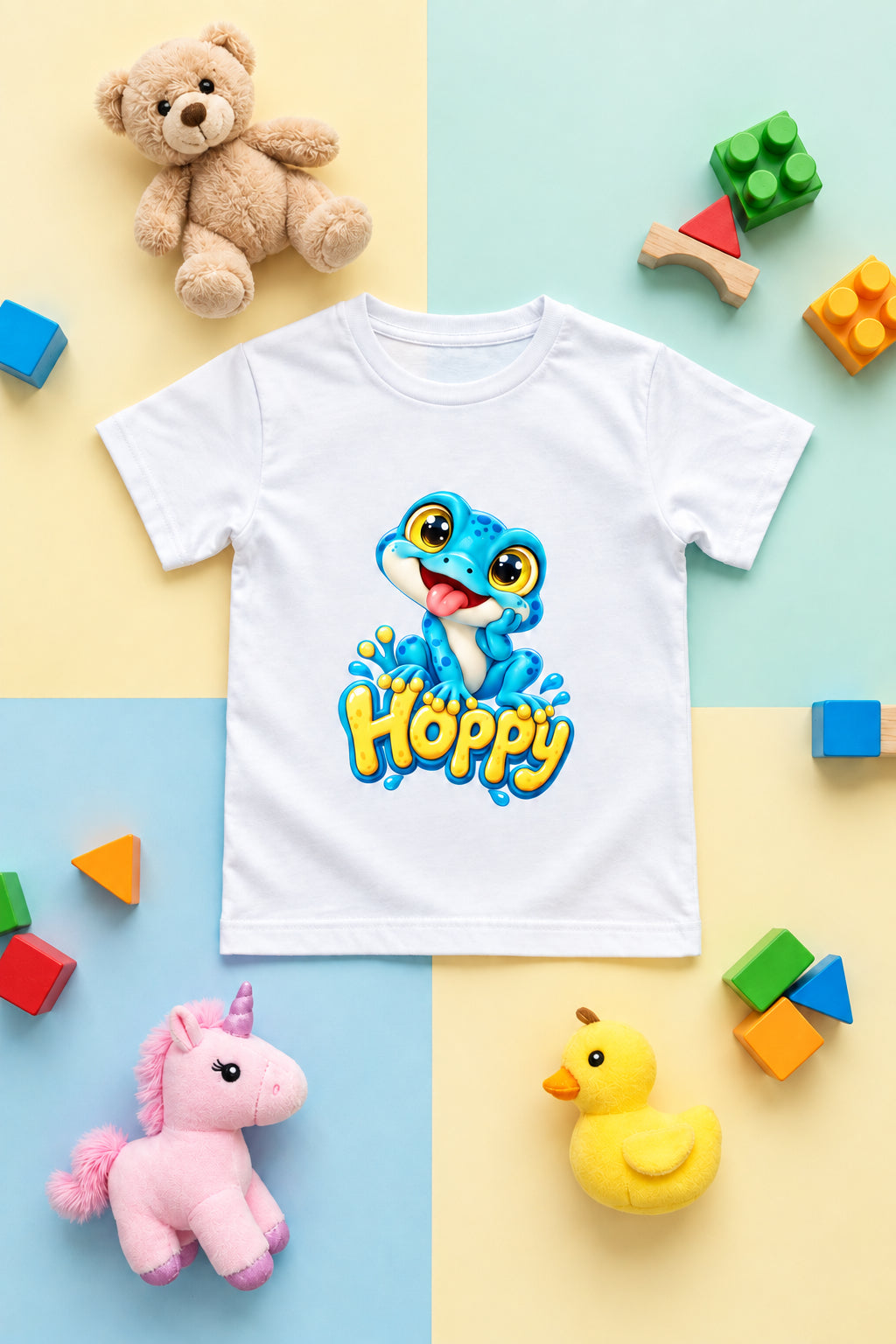 Hoppy Frog Boys’ Crew Neck T-Shirt with Cute Frog Print