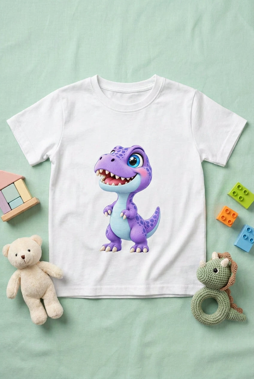 Toonverze Little Dino – Boy’s crew neck T-shirt featuring a cute and playful dinosaur design.