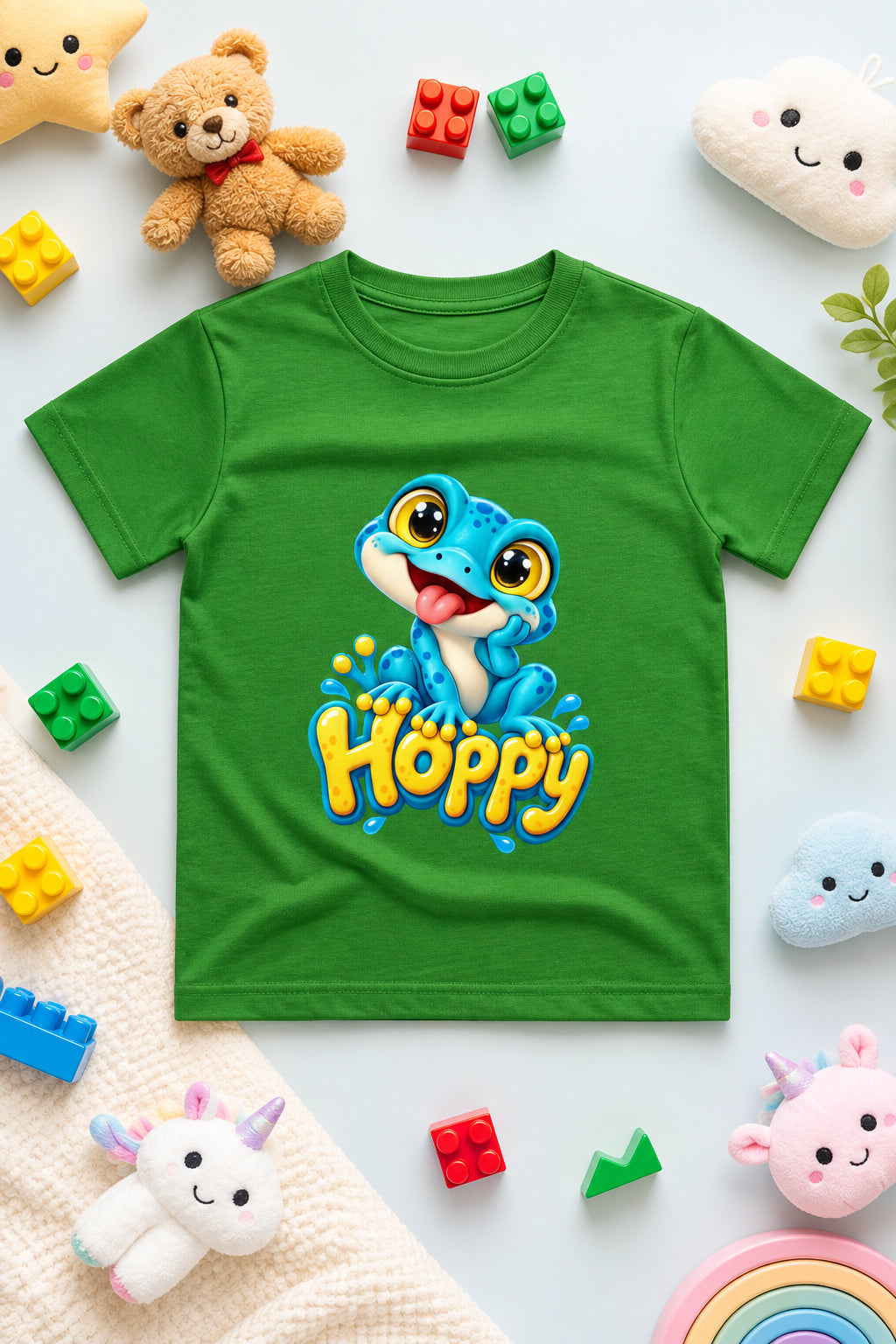 Hoppy Frog Boys’ Crew Neck T-Shirt with Cute Frog Print