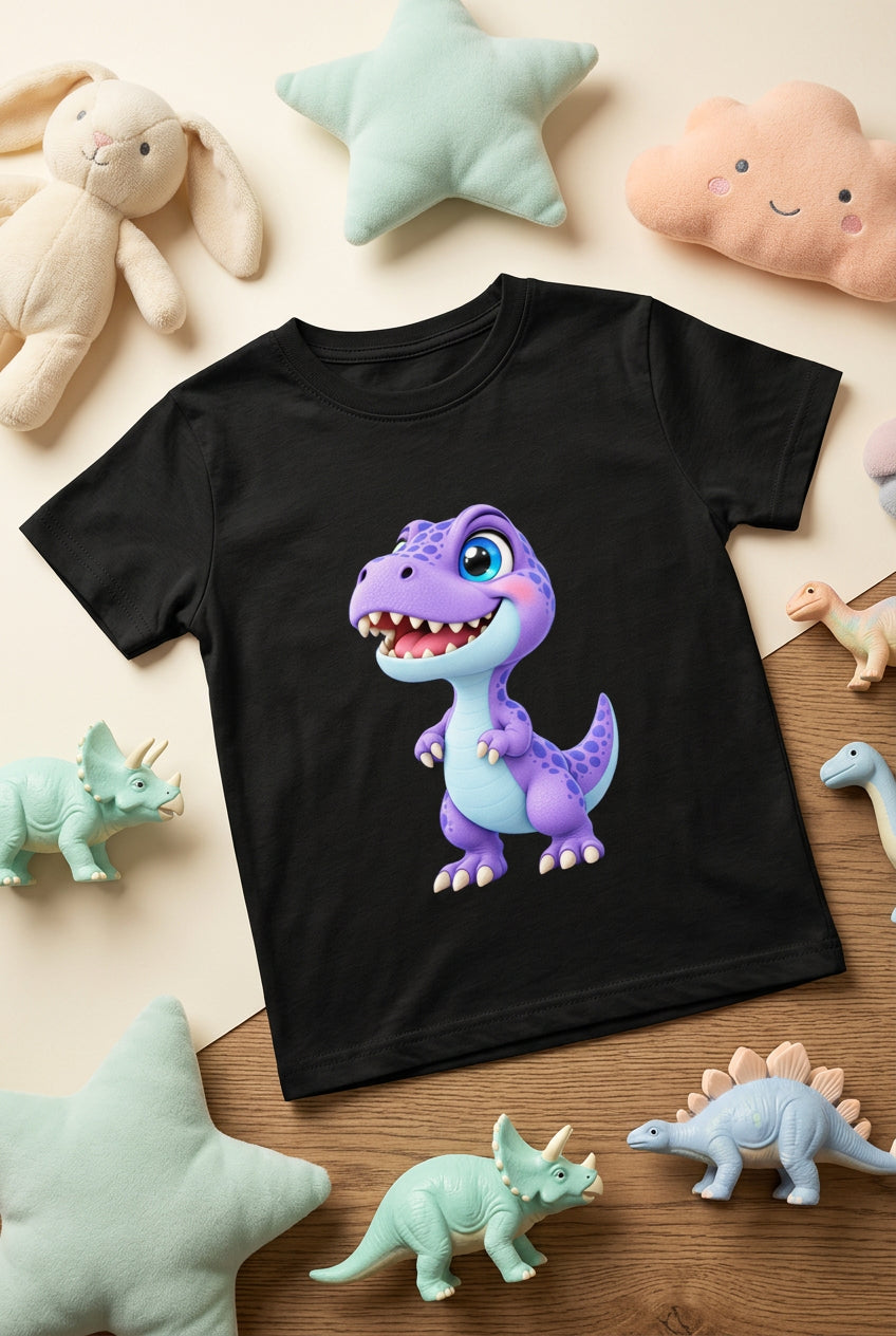 Toonverze Little Dino – Boy’s crew neck T-shirt featuring a cute and playful dinosaur design.