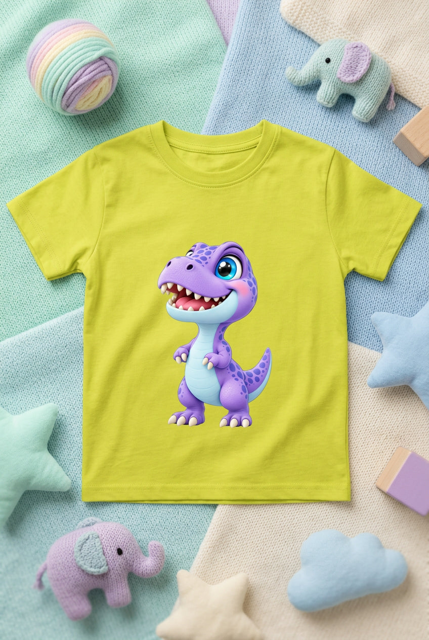 Toonverze Little Dino – Boy’s crew neck T-shirt featuring a cute and playful dinosaur design.