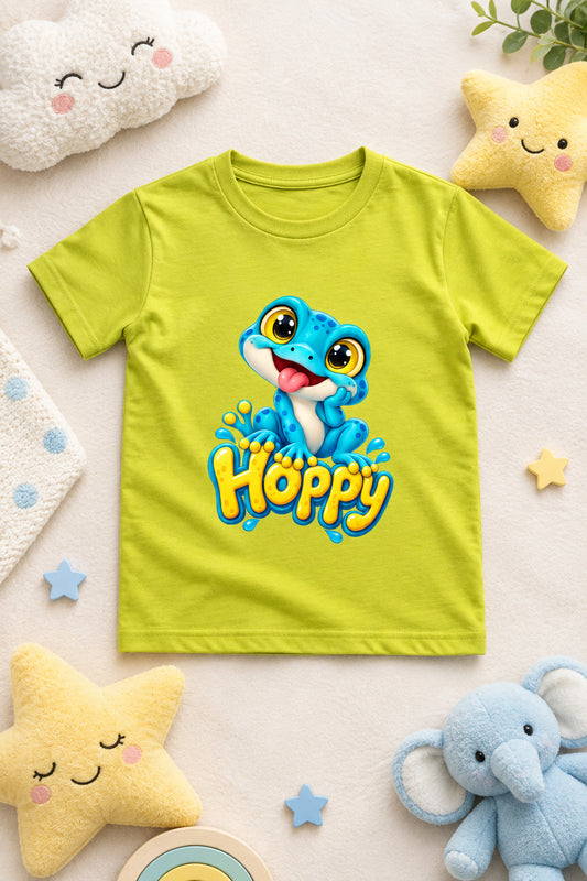 Hoppy Frog Boys’ Crew Neck T-Shirt with Cute Frog Print