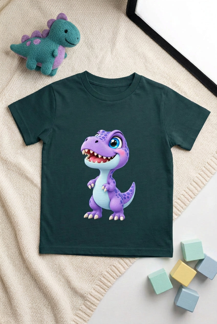 Toonverze Little Dino – Boy’s crew neck T-shirt featuring a cute and playful dinosaur design.