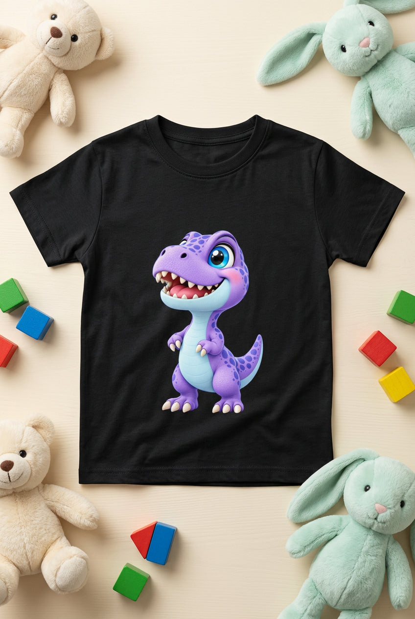 Toonverze Little Dino – Boy’s crew neck T-shirt featuring a cute and playful dinosaur design.
