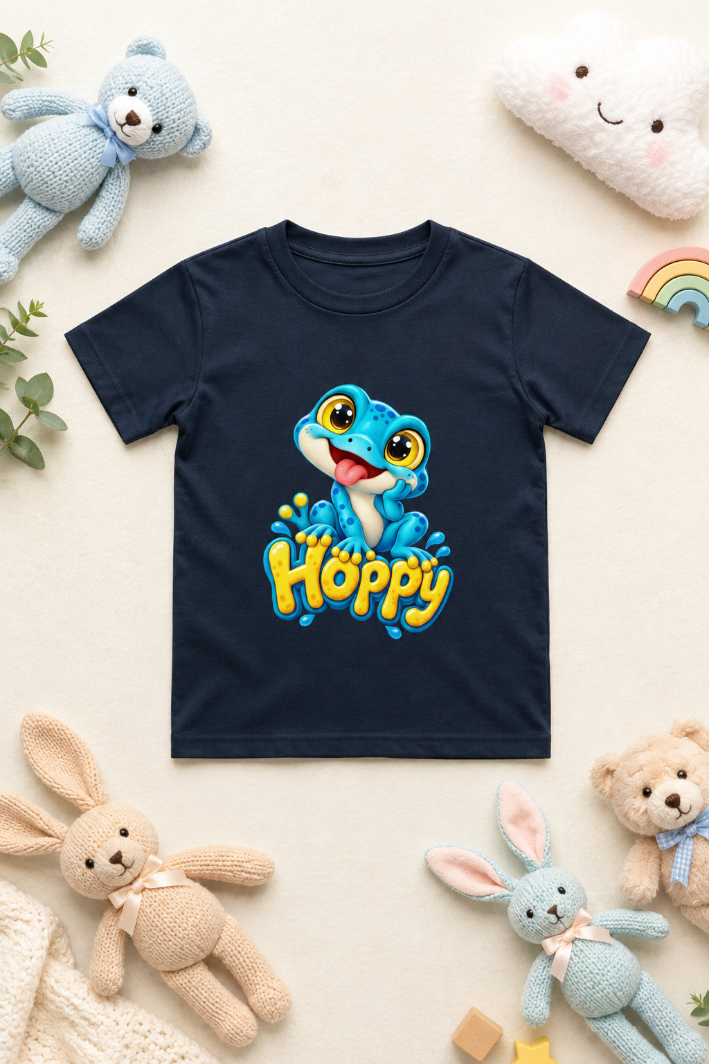 Hoppy Frog Boys’ Crew Neck T-Shirt with Cute Frog Print