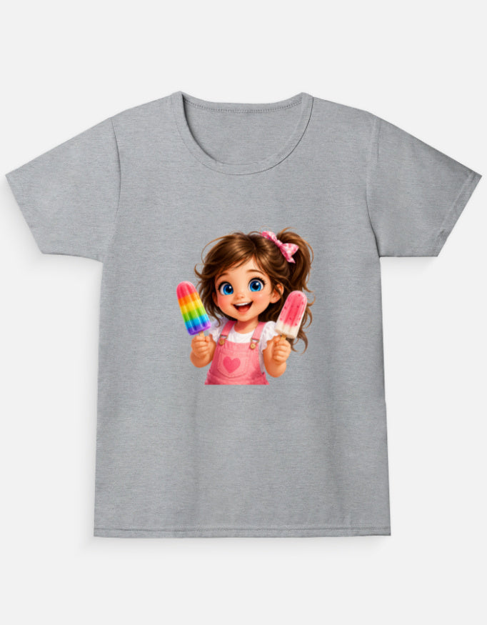 Ice Candy Girl Cartoon T-Shirt Royal Blue Front View – ToonVerze Kids Tee