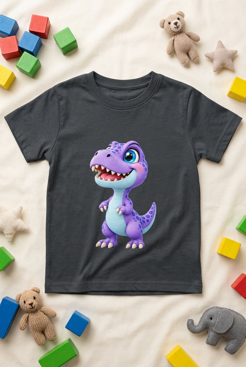 Toonverze Little Dino – Boy’s crew neck T-shirt featuring a cute and playful dinosaur design.