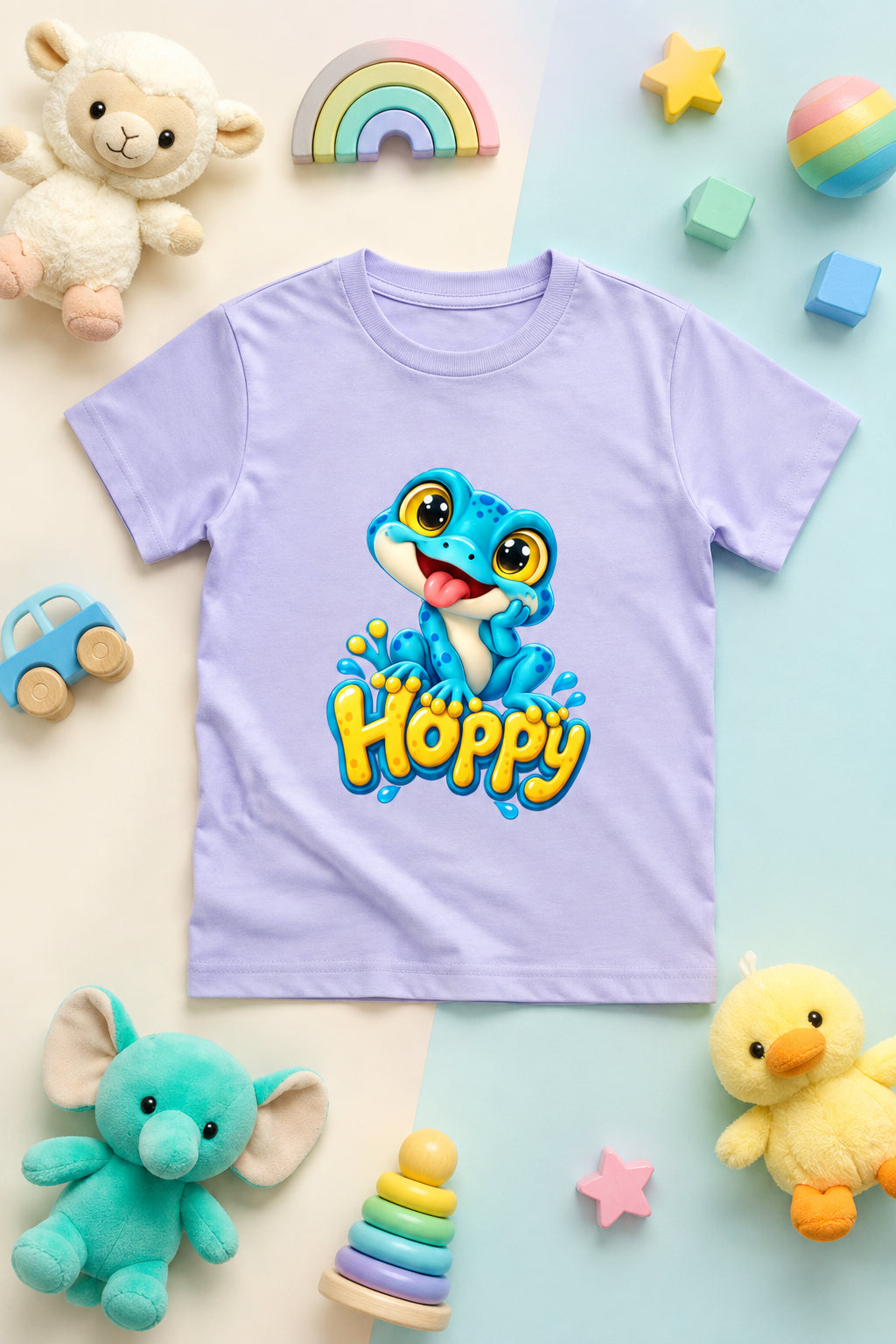 Hoppy Frog Boys’ Crew Neck T-Shirt with Cute Frog Print