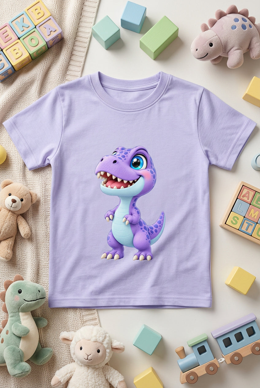 Toonverze Little Dino – Boy’s crew neck T-shirt featuring a cute and playful dinosaur design.
