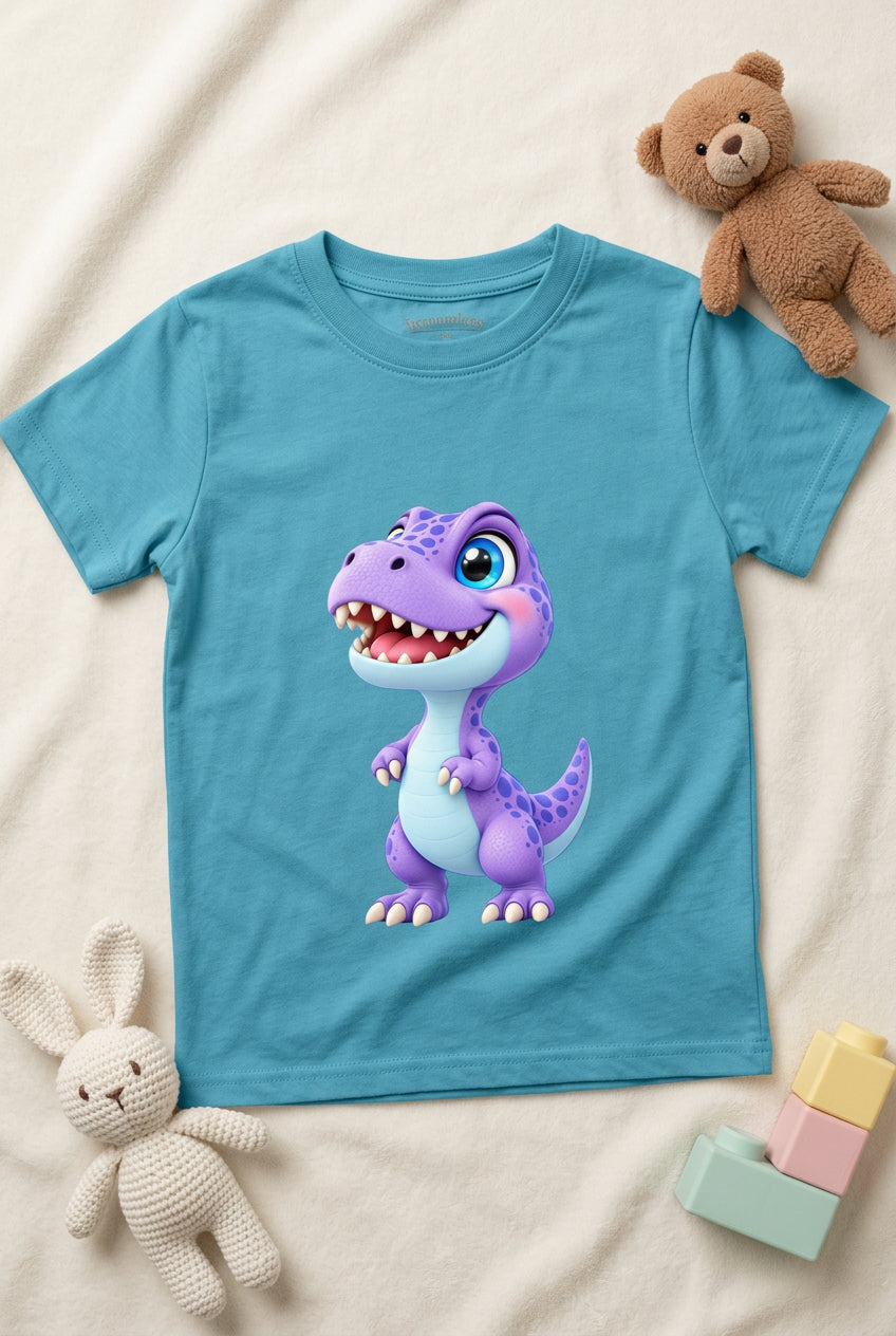 Toonverze Little Dino – Boy’s crew neck T-shirt featuring a cute and playful dinosaur design.