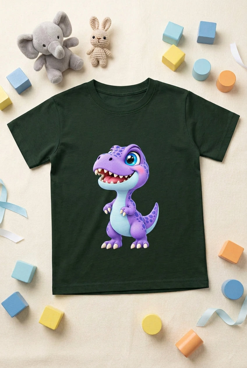 Toonverze Little Dino – Boy’s crew neck T-shirt featuring a cute and playful dinosaur design.