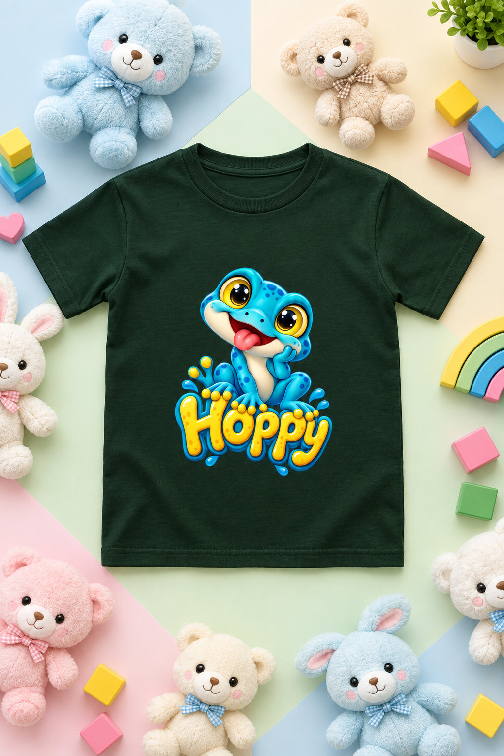 Hoppy Frog Boys’ Crew Neck T-Shirt with Cute Frog Print