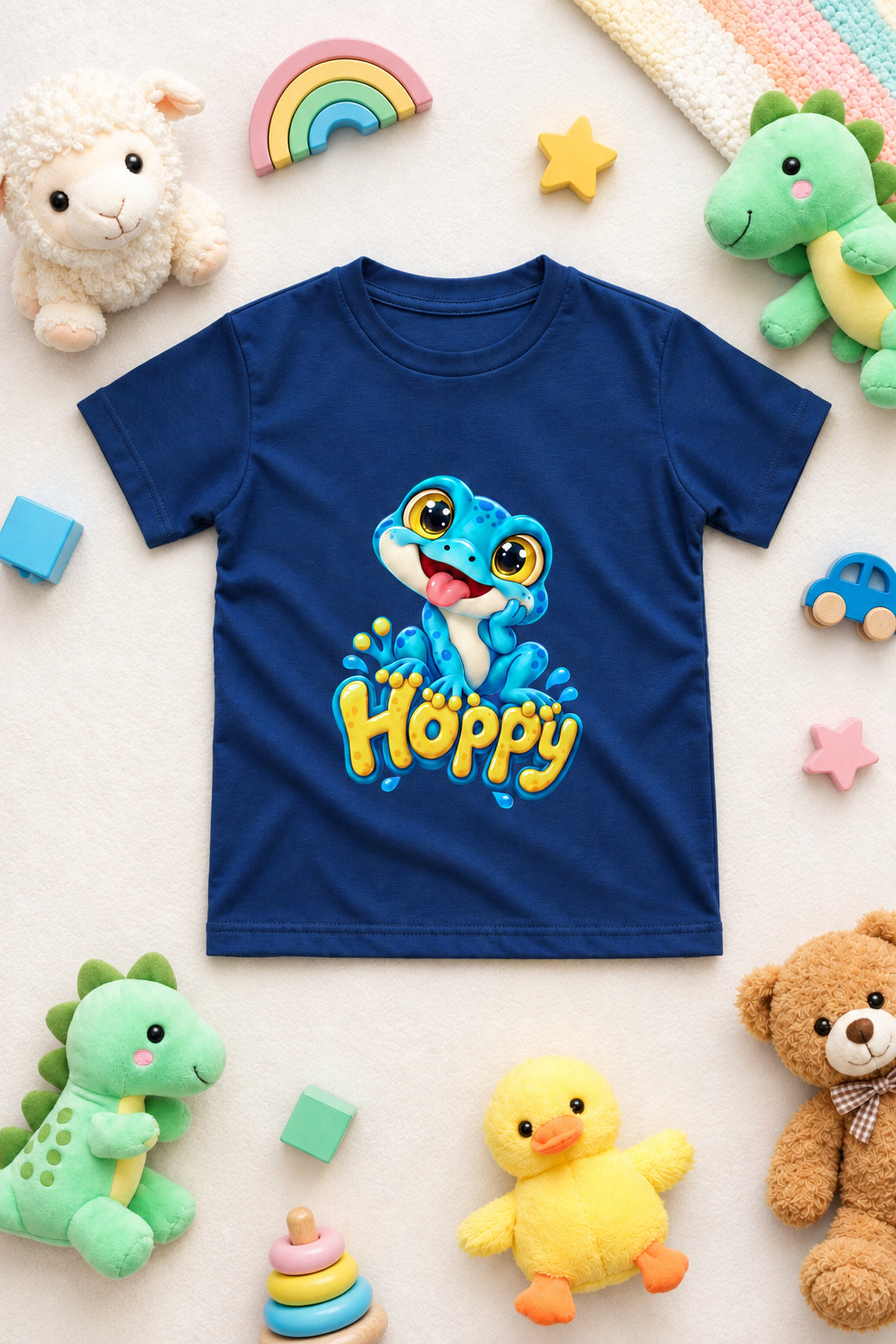 Hoppy Frog Boys’ Crew Neck T-Shirt with Cute Frog Print